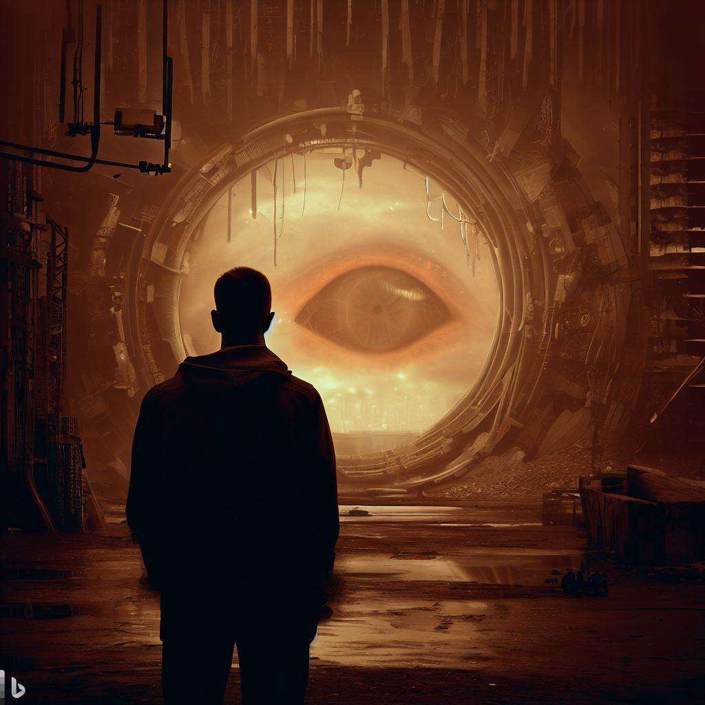 Que es el autoconocimiento Un hombre mirando su interior dónde ve un ojo